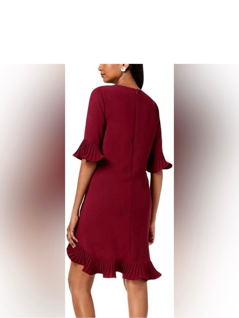 NWT Alfani Pleated Flounce Dress Berry Shimmer Sz 14 - Picture 5 of 8
